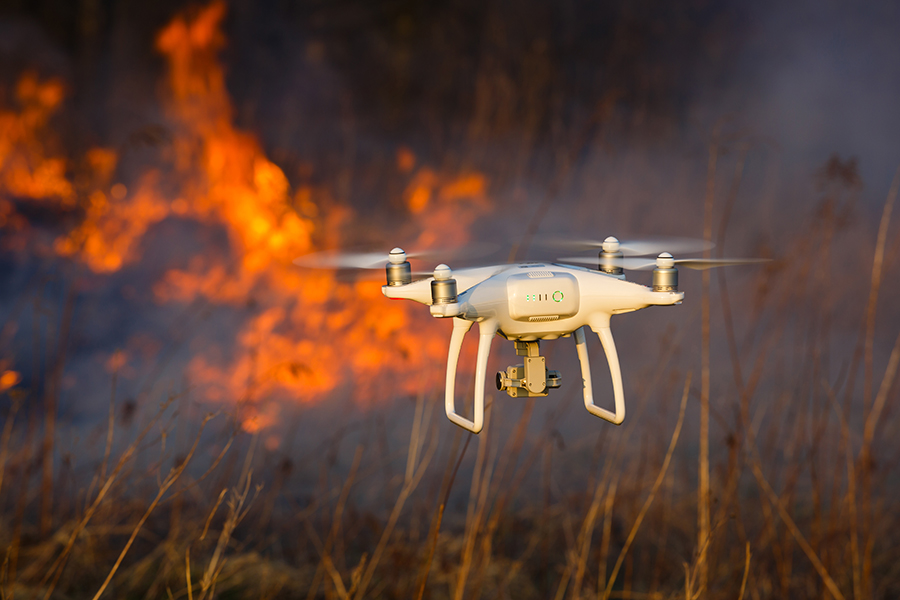 Drone under fire exposure